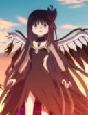 Illustration of Homura Akemi with her shield and serious expression