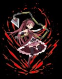 Illustration of Kyoko Sakura with her spear and confident smirk