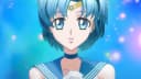 Stylized portrait of Sailor Mercury with her visor and mini-computer